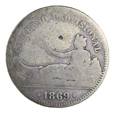 1869 SN-M Spain Gobierno Provisional 1 Peseta Silver Coin KM 652 - Image 1 of 4