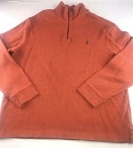 Mens Size XXL Ralph Lauren POLO sweater orange long sleeve quarter zip mock - Picture 1 of 11