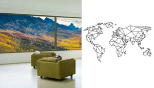 Sticker Autocollant Mappemonde - Carte du monde - Pour Fenetre Window - 1OR016 - Imagen 1 de 1