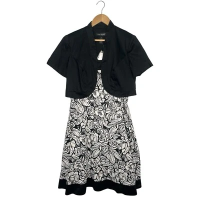 New Lane Bryant Dress Womens 14W Floral Two Piece Tank Jacket Black White - Image 1 of 4