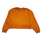 Adidas Sweatshirt Orange Cropped Crew Neck Womens UK Size 16-18 BB536