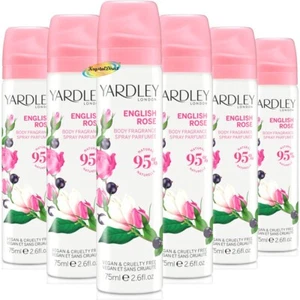 6x Yardley ENGLISH ROSE Body Spray Fragrance 75ml - Picture 1 of 1