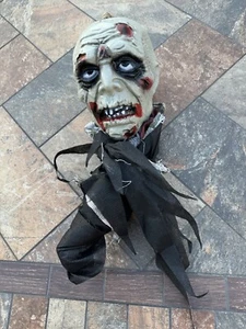 Bloody Zombie in Plaid Fabric Plastic Hanging Halloween Decoration 48in New - Picture 1 of 5