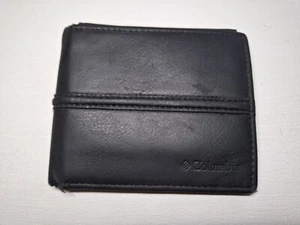 Columbia schwarze Echtleder-Geldbörse mit Doppelfaltung RFID-geschütztes Kartenetui Ausweistasche - Bild 1 von 24