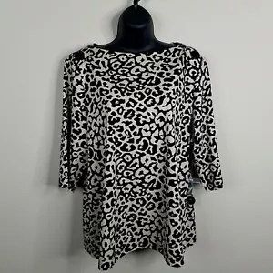 Westbound Petites Womens Animal Print Shirt Size PXL Tan Black Button New - Picture 1 of 6