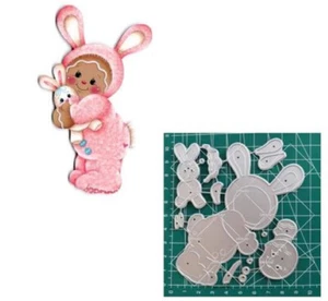 GINGERBREAD EASTER BABY GIRL BUNNY Metal Cutting Die Card Making Scrapbook Page - Picture 1 of 1