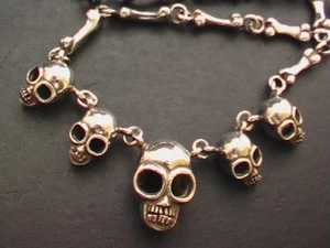 925 Sterling Silver Skull & Bones Necklaces. 94g, 53cm, 21". - Picture 1 of 12