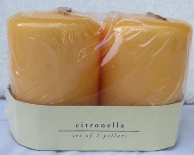 Vintage Package -2  4" citronella scented Pillar Candles-Outdoor Only-Pier 1 - Image 1 of 4