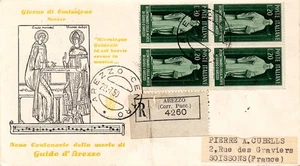 Guido d'Arezzo quartina su busta FDC Venetia Estero - Picture 1 of 1