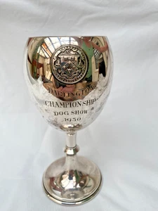 Silver dog show trophy. Unmarked. Darlington coat of arms. - Picture 1 of 5