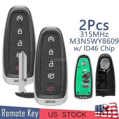 2X For Lincoln MKX Smart Prox Remote Key Fob 2011 2012 2013 2014 2015 2016 2017 - Image 1 of 4