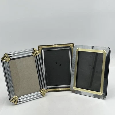 3 Vintage Regency Style Picture Frames Mixed Set Brass Art Deco Style Farmhouse - Image 1 of 4