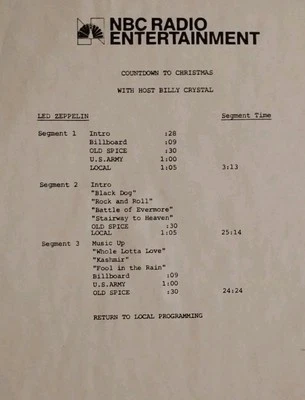 Led Zeppelin RARE Promo NBC Radio Entertainment LP 1985,  Not For Sale Promo N/M - Image 1 of 4