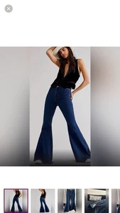Free People Just Float On Jericho Bell Bottom Flared High Rise Jeans W29R Neu mit Etikett - Bild 1 von 12