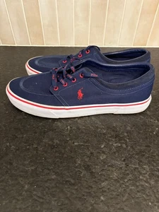 Polo Ralph Lauren Shoes Mens 12 D Clifton Sneakers Blue Canvas Missing 1 insole - Picture 1 of 4