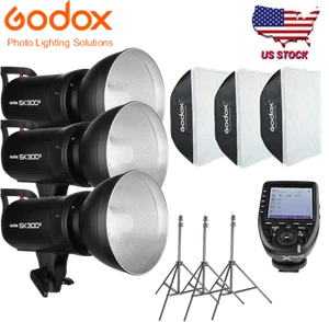 US 3Pcs Godox SK300II Studio Flash Strobe 2.4G Speedlite Flash+XPro-N Trigger - Picture 1 of 24