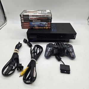 Sony PlayStation 2 FAT Console Black With Cords And Games- Tested & Working Well - Bild 1 von 10