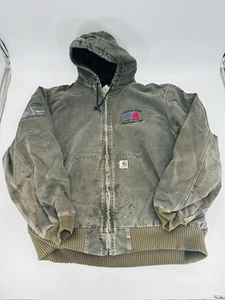 Carhartt Distressed Work Embroidered Hoodie Jacket Size XL - Picture 1 of 10