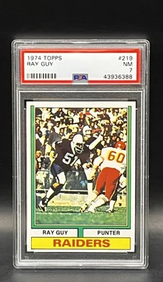 Ray Guy 1974 Topps # 219 RC PSA 7 HOF Dead Center Rookie Football Card! - Image 1 of 2