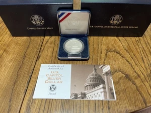 Silver Dollar 1994 Bicentennial US Capitol Commemorative Proof Coin w/ Box COA - Picture 1 of 2