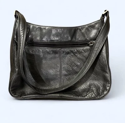 Bolso de mano Rolfs negro 100 % cuero genuino correa para el hombro única usado en excelente estado Foto 1 de 4