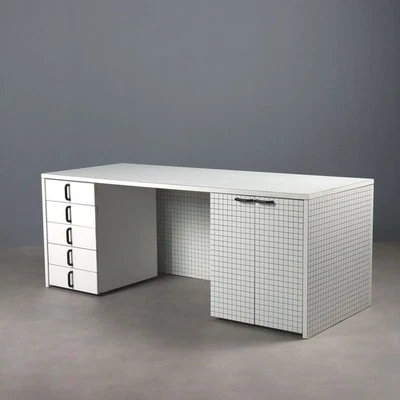 Escritorio Vintage Estilo Quaderna Diseño Laminado Italia Años 80 Original Foto 1 de 4