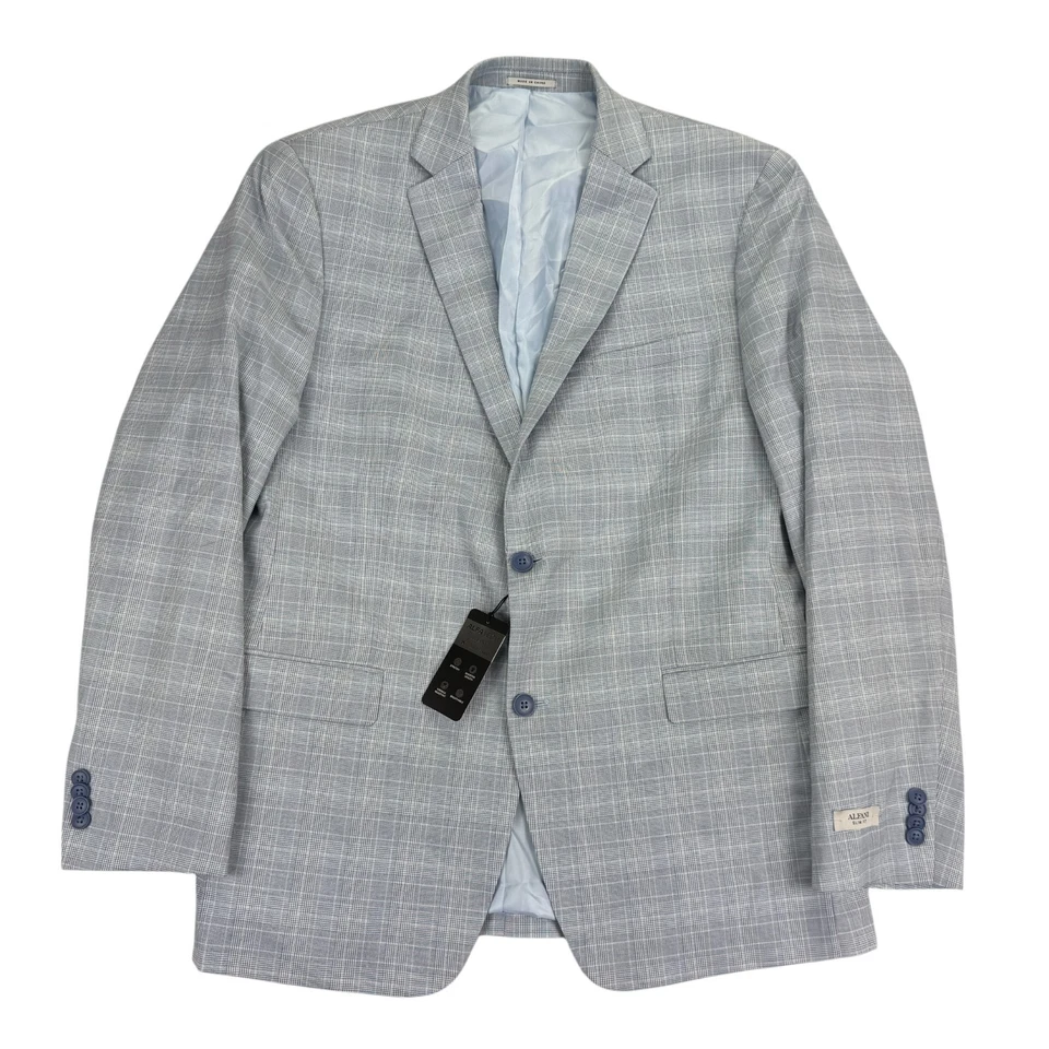 ALFANI Men's Slim-Fit Stretch Suit Jacket 44L Blue Plaid