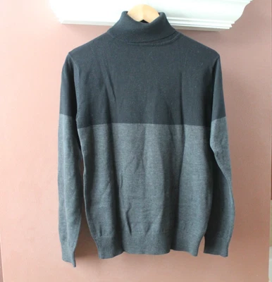 Suéter de cuello alto tejido French Connection negro gris carbón bloques de colores talla XS Foto 1 de 4