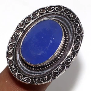 Simulated Blue Sapphire 925 Silver Plated Gemstone Ring Us 8 Exquisite Gift d683 - Picture 1 of 3