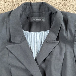 ZARA WOMAN Black Double Breasted Blazer Jacket medium business office classic - Picture 1 of 10