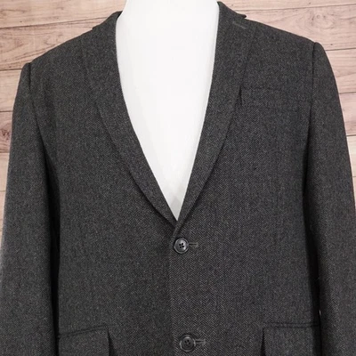 Blazer Pronto Uomo Azul Para Hombres XL Gris Espiga Mezcla Lana Abrigo Deportivo 2 Botones Foto 1 de 4