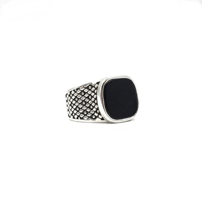 Anillo de plata de ley 925 de ónix negro para hombre anillo de sello de... - Imagen 1 de 4