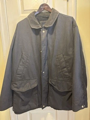 Original Structure Blue Work Wear Jacket Mens M Black Corduroy Collar Zip VTG - Image 1 of 4