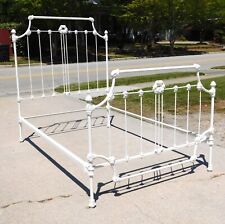 Painted White Fancy Iron Bed circa 1900