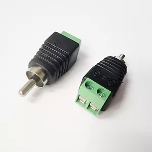 Installercctv RCA Male Plug to AV Screw Terminal, Wire to RCA Adapter 2Pcs - Picture 1 of 4