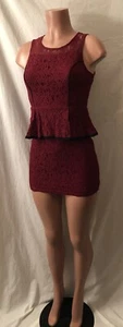 **Exclusive Burgundy Lace & Black Event Dress~Size Small** - Picture 1 of 10