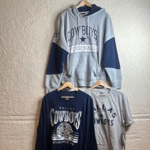 NWT NFL Mens Dallas Cowboy Gray Navy Hoodie And T-Shirt 3 Pieces Set Size Medium - Picture 1 of 16