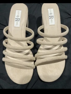 Women’s Nude Microsuede Size 9 London Rebel Sandal Shoes NIB - Picture 1 of 7