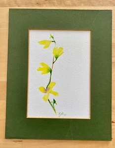 Vintage Floral Water Color Matted Painting Signed 1991 8" x 10" - Picture 1 of 6