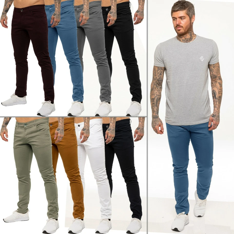 Kruze Mens Chino Trousers Slim Fit Chinos Cotton Stretch Casual Work Pants UK - Image 1 of 2