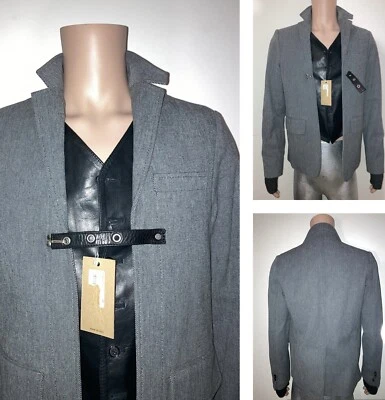$3000 NEW DSQUARED2 DSQUARED ITALY CALF LEATHER VEST TWEED COAT BLAZER JACKET 38 - Image 1 of 4