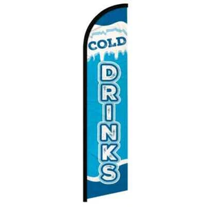 Cold Drinks Windless Full Sleeve Feather Advertising Cold Beverage Banner Flag - Picture 1 of 6
