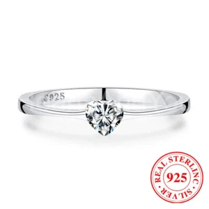 1ct Heart Cut Simulated Diamond Solitaire Engagement Ring 14K White Gold Plated - Picture 1 of 9