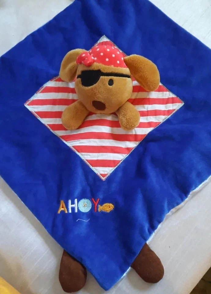 Manta de seguridad Kids Preferred AHOY perro pirata Lovie espalda satinada azul  Foto 1 de 4