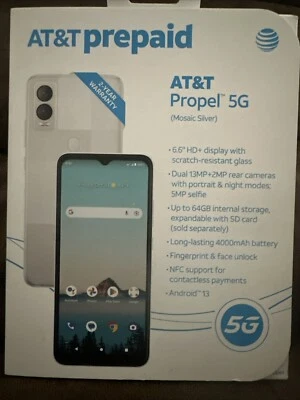 AT&T Propel 5G 64GB Android 13 Mosaic Silver Prepaid Smartphone - Image 1 of 3