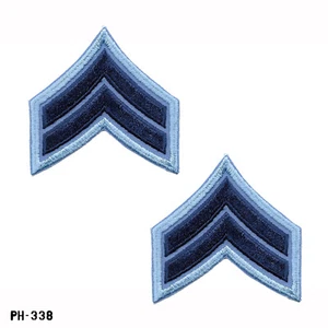 Corporal Chevron Sleeve Rank Patches, Pair ~ Blue & Blue ~ NEW ~ Gemsco USA - Picture 1 of 1