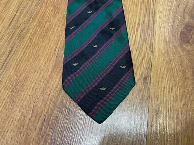 GIORGIO ARMANI SILK MULTICOLORED STRIPED LOGO RARE TIE - Image 1 of 4