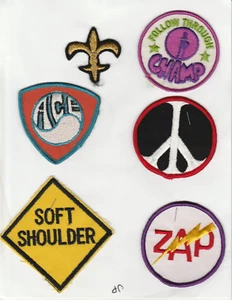Vintage Patches Fleur de Lis Ace Peace Zap Soft Shoulder Follow Through Champ - Bild 1 von 1