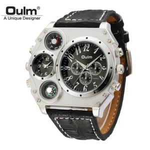 Oulm 1349 Large Big Dial Luxury Mens Sports Watches Male Quartz Watch Leather - Picture 1 of 15