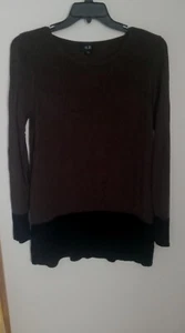 AGB Women's Olive And Black Scoop Neck Long Sleeve Sweater Size Large - Picture 1 of 10